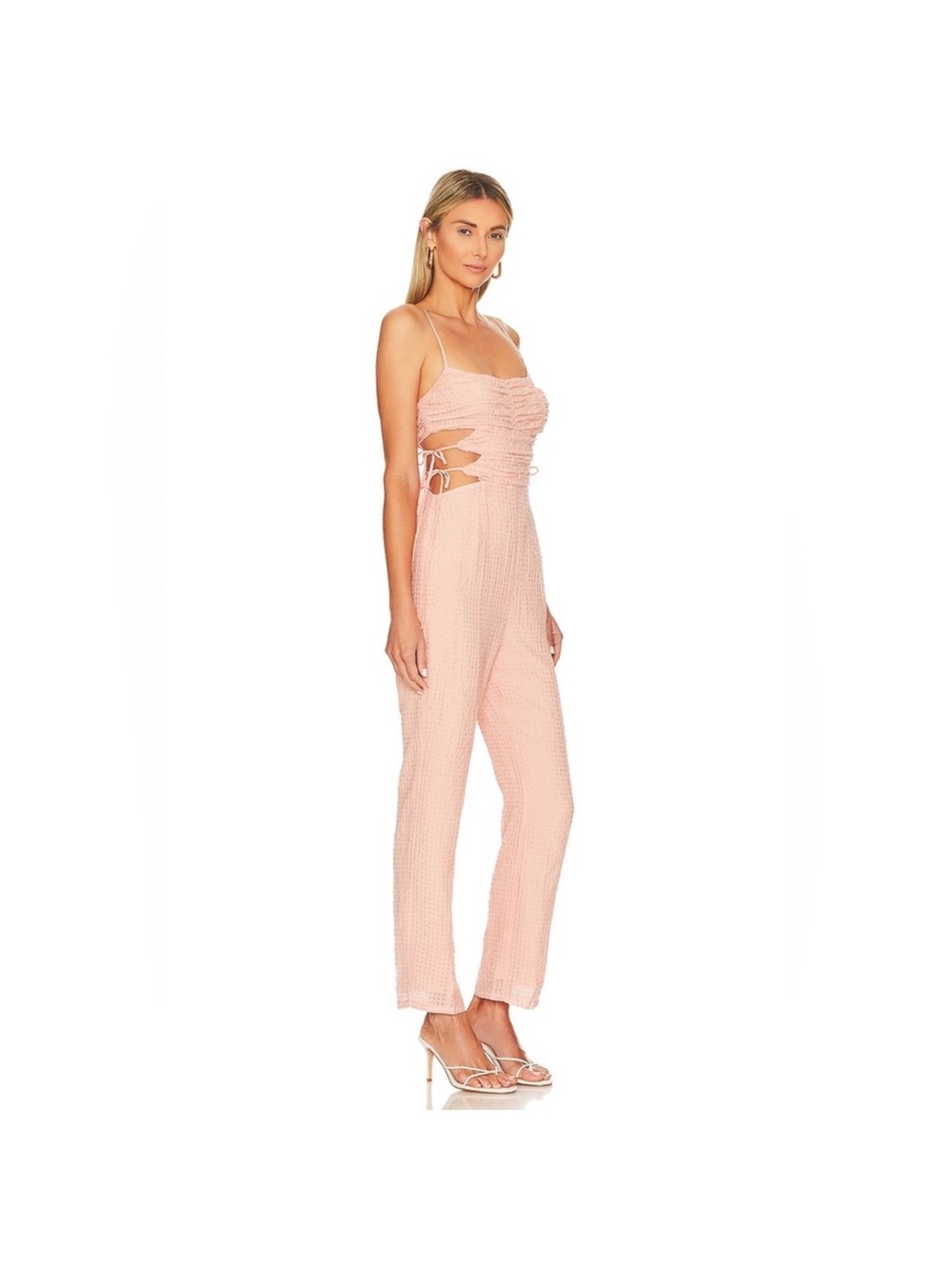 MAJORELLE Dusty Rose Smocked Waist Textured Jumpsuit
